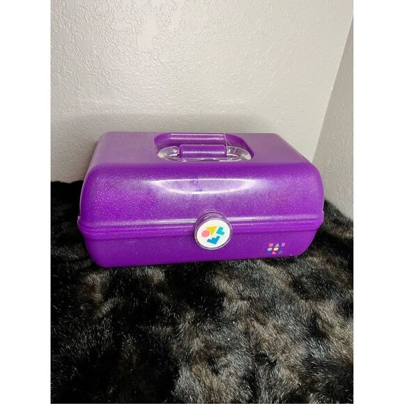 Vintage Caboodles Case Makeup Organizer with Mirror Purple VTG - Picture 1 of 6